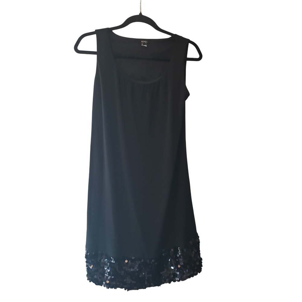 XOXO Women Sequin Hem Sleeveless Mini Dress Size S Black Scoop Neck Cocktail